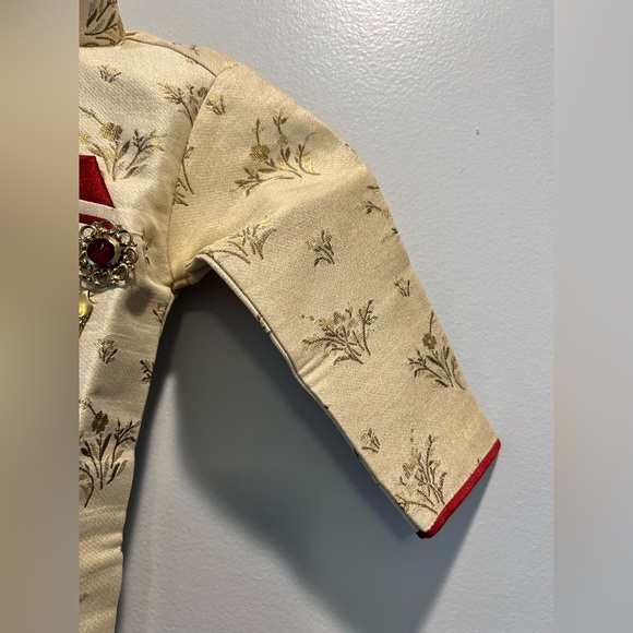 Toddler boy sherwani, size 1, Rajwadi, beige and red with pant - Picture 13 of 16